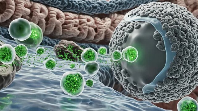 Mitochondria communicating with other organelles, sending glowing signaling particles into the cytoplasm. Vesicles drift outward carrying metabolic cues to the nucleus and endoplasmic reticulum