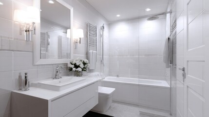 Modern Bathroom Interior Design with Elegant Fixtures and Lighting