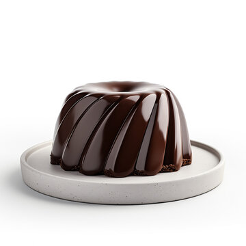 Chocolate Glazed Zuccotto on White Background for Luxury Dessert Presentation