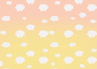 手描きの雲の夕焼け背景イラスト1