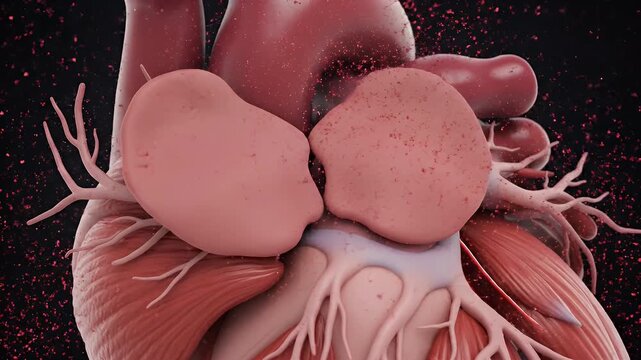 Detailed 3D Animation of a Healthy Canine Mitral Valve Function Illustrating Blood Flow Dynamics