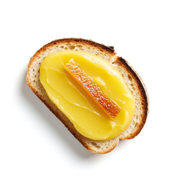 Sourdough Bread with Lemon Curd Spread on White Background for Breakfast