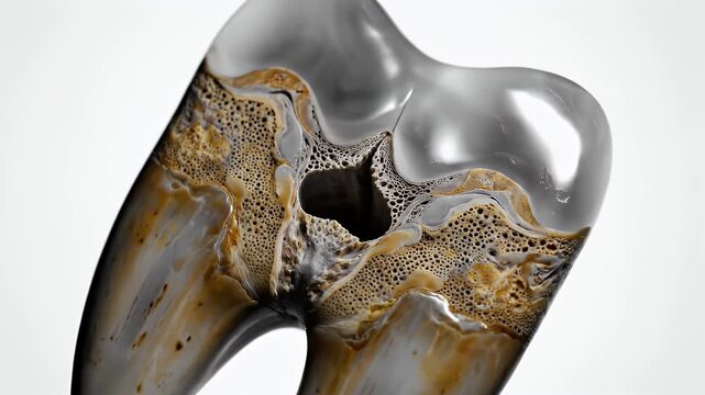 Detailed Anatomical Cross Section Of A Shark Tooth Revealing Microscopic Structures And Inner Layers With Realistic Textures And Dental Health Visual