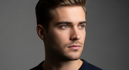 Fototapeta premium Portrait of a young man with a serious expression.