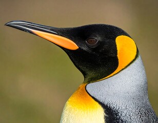 A close-up portrait of a penguin with distinctive yellow patches
