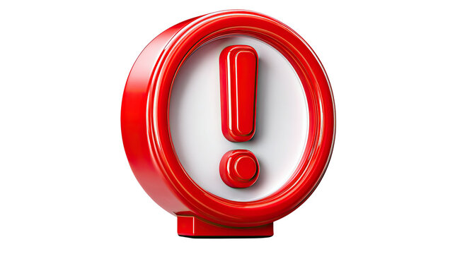 Alert Symbol: A vivid red exclamation mark within a circular frame, signaling urgency and attention.