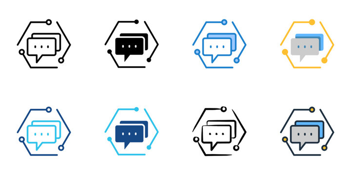 Natural Language Generation icons set multiple style collection. Editable stroke 
