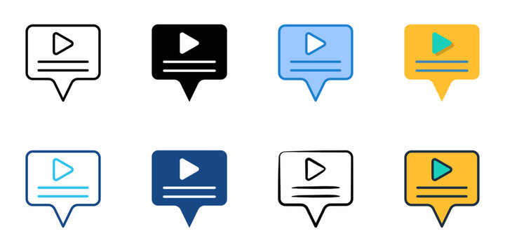 Video Captioning AI icons set multiple style collection. Editable stroke 
