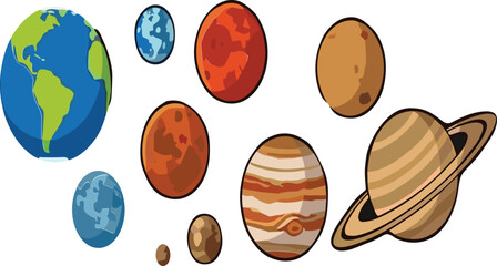 Cartoon solar system planets collection including earth and saturn vector illustration astronomy education design set © Sumon Creative