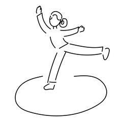 片足を上げたポーズのシンプルな女性の手書きの線画イラスト