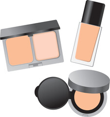 黒い容器のファンデーションセット（パウダー・リキッド・クッション）