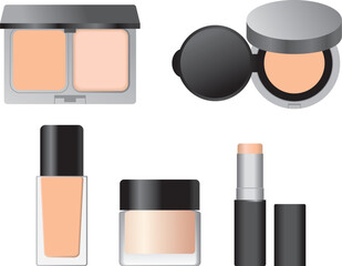 ファンデーションの種類セット（パウダー・クッション・リキッド・クリーム・スティック）