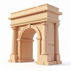 Fototapeta premium Modern architectural archway with columns on white background