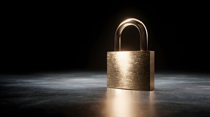 Golden Padlock on Dark Background Representing Security and Protection.
