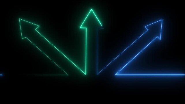 3 Up direction animated neon arrow .Animation of sweep arrow icon, upward and transparent swipe up pointing arrow icon,and 4k animated icon..