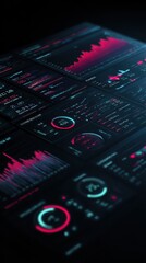 Fototapeta premium Collection of graphs and numbers in a dark background