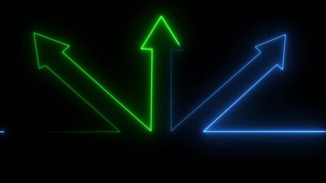 3 Up direction animated neon arrow .Animation of sweep arrow icon, upward and transparent swipe up pointing arrow icon,and 4k animated icon..