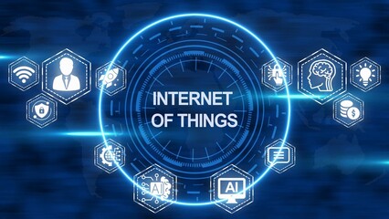 Obraz premium Internet of Things Concept with Connected Devices and Global Network Background technology connectivity