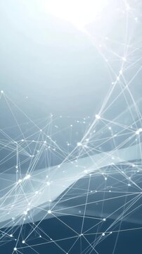 縦動画のITイベント告知に合う3D抽象ネットワーク背景　クリーンな配色と柔らかい光.生成AI