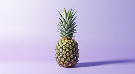 Obraz premium Whole Pineapple on soft pastel purple gradient with Minimal Design