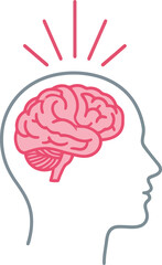 Human head silhouette with glowing brain symbolizing idea innovation thought process and creativity vector