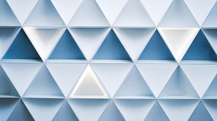 Obraz premium Abstract Geometric Background with Blue and White Triangles.