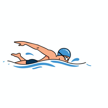 Man swimming in a pool front crawl stroke