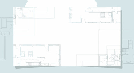 Detailed architectural blueprint of a modern house floor plan viewed from above with precise technical illustrations