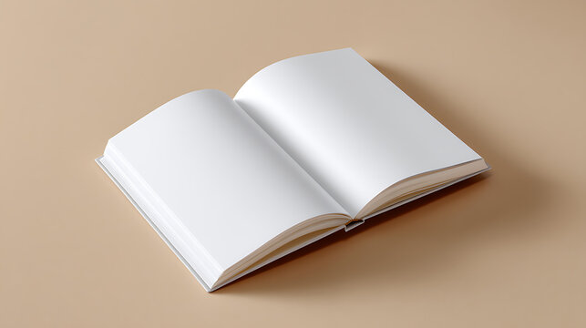 An open book with blank pages on a neutral background, ready for your content. A symbol of knowledge, learning, and storytelling