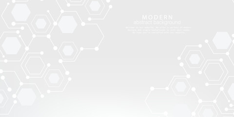 Obraz premium White Medical Technology Hexagon Background. Hexagon Shape Pattern. High-Tech Digital Connection. modern background. simple art. simple hexagon. eps10.