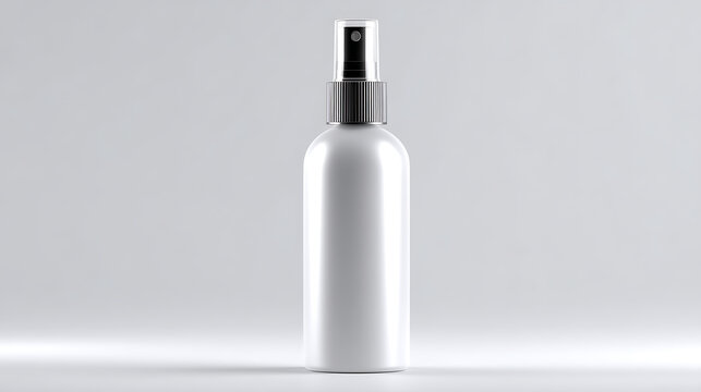 A sleek, minimalist spray bottle, perfect for product mockups and design presentations. It features a simple, clean design and a focus on form and function.