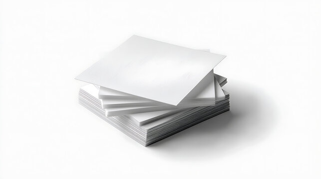 A stack of clean, white notepads or papers, perfect for notes and memos.