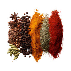 Different spices on a white background
