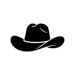 Black Silhouette Cowboy Hat Vector Icon