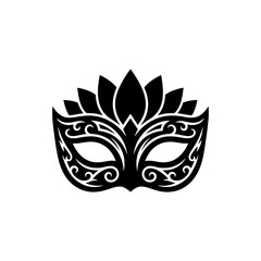 Ornate Lotus Masquerade Mask Silhouette