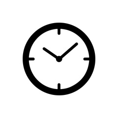 Minimalist Analog Clock Icon - Black and White