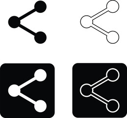 Share glyph icon. Solid black share symbol in minimal glyph style, isolated on white background with centered composition and clean white space. Suitable for UI, app, and web interface design.