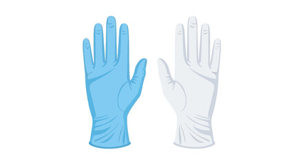 Obraz premium Pair of gloves, one blue and one white, depicted in a side-by-side illustration on a clean background
