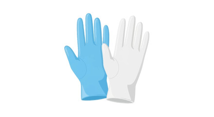 Obraz premium Pair of blue and white rubber gloves standing upright against a clean surface