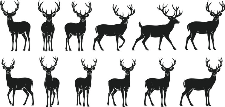 Bigfoot Silhouette Vector Collection Featuring Mythical Sasquatch Characters in Various Standing and Waving Poses for Outdoors Adventure and Camping Designs