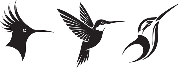 Obraz premium Hummingbird Vector Set Abstract Bird Silhouette Logo Design Icons