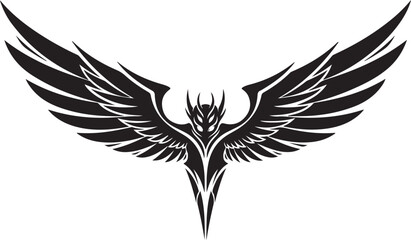 Obraz premium Tribal Phoenix Wings Vector Illustration Black and White Eagle Tattoo Design