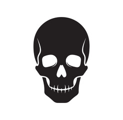 Obraz premium Black silhouette of a human skull on white background