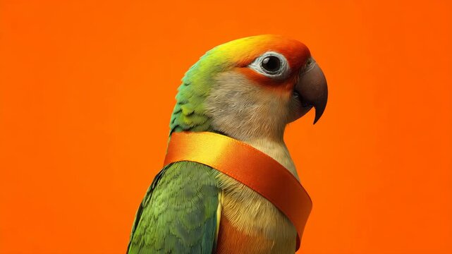 Colorful Parrot with Ribbon Stock Video