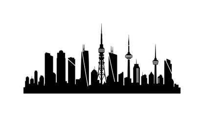 Fototapeta premium Modern City Skyline Vector Illustration with Iconic Towers
