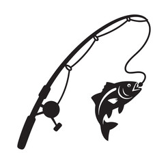 Fototapeta premium Fishing rod with a fish on the hook outdoors recreation activity