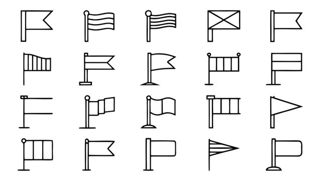 A collection of various flag outline icons showing different shapes and styles.