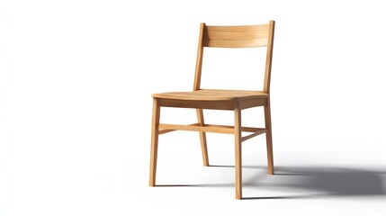 Simple Wooden Chair with Clean Design on White Background.
