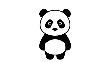 A cute cartoon panda bear standing against a clean white background with a simple black and white color scheme. © Rizaldy
