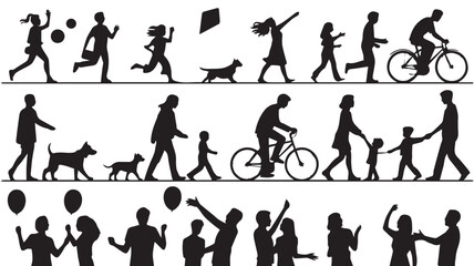 silhouettes of people working group of Happy people
